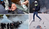Clashes between police and protestors in protest against Austrian fence