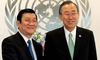 Staatspräsident Truong Tan Sang führt Gespräch mit UN-Generalsekretär Ban Ki-moon