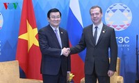 Chủ tịch nước Trương Tấn Sang gặp Thủ tướng Nga Medvedev