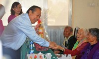 Vize-Premierminister Truong Hoa Binh überreicht den Heldenmütter in Tien Giang und Long An Geschenke