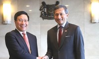 Vize-Premierminister, Außenminister Pham Binh Minh führt Gespräch mit dem Außenminister Singapurs