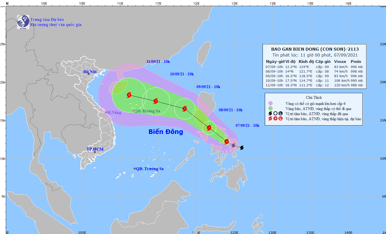 베트남 동해 해상에 태풍 ‘꼰선’ 발생