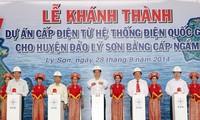 នាយករដ្ឋមន្ត្រីវៀតណាមបានចូលរួមពិធីបើកសម្ភោធន៍គំរោងផ្គត់ផ្គង់អគ្គិសនីជាតិទៅកោះ Ly Son (Quang Ngai)