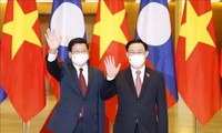 越南国会主席王庭惠会见老挝总书记、国家主席通伦·西苏里