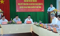 Politburo delegation works at Tien Giang province   