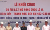 Chantier pour l’élargissement de la Nationale no 1, tronçon Thanh Hoa-Nghe An