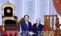 Presiden Tran Dai Quang melakukan pertemuan dengan Kaisar dan Permaisuri Jepang serta Ketua Majelis Tinggi Jepang