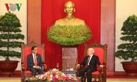 Sekjen Nguyen Phu Trong menerima Deputi PM Tiongkok,  Hu Chunhua dan Presiden Indonesia, Joko Widodo