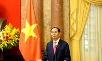Presiden Vietnam, Tran Dai Quang  mengadakan pertemuan  dengan para pejabat Liga Pemuda yang terkemuka dan tipikal yang menerima penghargaan Ly Tu Trong tahun 2018