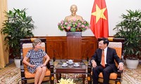 Deputi PM, Menlu Vietnam, Pham Binh Minh menerima Duta Besar Luar Biasa dan Berkuasa Penuh Spanyol, Maria Jesus