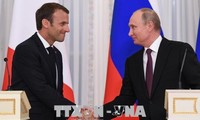À Saint-Pétersbourg, Emmanuel Macron et Vladimir Poutine insistent sur ce qui les rapproche