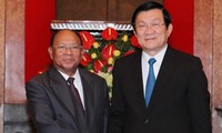 越南国家主席张晋创会见柬埔寨国会主席韩桑林
