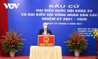 越南选民积极参加国会代表、各级人民议会代表选举投票