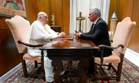    教皇在梵蒂冈会见古巴主席