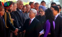 Upacara penyambutan Sekjen Nguyen Phu Trong diadakan secara khidmat di Kepresidenan India