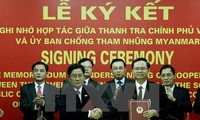 Penanda-tanganan MoU tentang kerjasama antara Inspektorat Pemerintah Vietnamdan Komite Pemberantasan Korupsi Myanmar