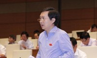 Anggota MN membahas Rancangan Dokumen yang disampaikan kepada Kongres Nasional ke-12 Partai Komunis Vietnam