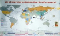 Karte des Weges von Präsident Ho Chi Minh auf der Suche nach dem Weg zur Rettung des Landes