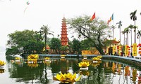 Suasana Gembira Pesta Musim Semi dan Menikmati Atmosfer Tenang di Pagoda Tran Quoc, Kota Hanoi