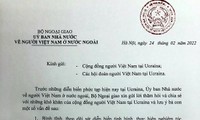 Thư ngỏ của Bộ ngoại giao Việt Nam gửi cộng đồng bà con người Việt tại Ucraina