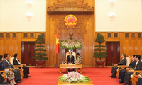 Deputi PM Hoang Trung Hai menerima para Kepala delegasi yang menghadiri Sidang ke-21 Dewan Komite Sungai Mekong internasional