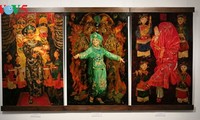 Lukisan tentang keyakinan memuja Tri Dewi Ibunda Vietnam ciptaan pelukis Tran Tuan Long
