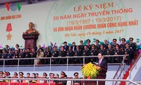Presiden Vietnam, Tran Dai Quang menghadiri upacara peringatan ultah ke-50 Hari bebdirinya Pasukan  Khusus