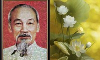Portrait of President Ho Chi Minh created from 2,000 lotus photos