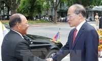 Chủ tịch Quốc hội Campuchia Samdech Heng Samrin  tiếp Chủ tịch Quốc hội Nguyễn Sinh Hùng