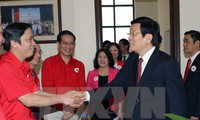 Chủ tịch nước Trương Tấn Sang làm việc với Trung ương Hội Chữ thập Đỏ Việt Nam