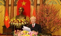 Tổng Bí thư, Chủ tịch nước Nguyễn Phú Trọng dự gặp mặt chúc Tết các đồng chí lãnh đạo và nguyên lãnh đạo Đảng, Nhà nước