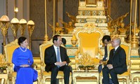 Presidente de Vietnam se entrevista con el rey de Camboya, Norodom Sihamoni