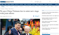 สื่อจีนลงข่าวในหน้าแรกเกี่ยวกับการเยือนเวียดนามของเลขาธิการใหญ่พรรค ประธานประเทศจีน สีจิ้นผิง