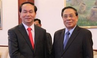 Tổng bí thư Chủ tịch nước Lào tiếp Ủy viên Bộ Chính trị, Bộ trưởng Bộ Công an Trần Đại Quang