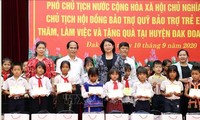 Phó Chủ tịch nước Đặng Thị Ngọc Thịnh tặng quà người có công với cách mạng, trao bổng cho học sinh nghèo tại Gia Lai