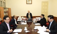 Party leader chairs a meeting of key leaders 