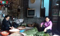 Oficio tradicional de hacer el “banh chung” en la aldea de Dam