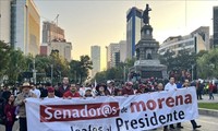 Marcha en la capital mexicana en apoyo al presidente López Obrador y al Morena