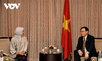 Parlamentspräsident Vuong Dinh Hue trifft die Präsidentin des indonesischen Rechnungshofes