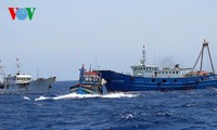 Vietnamesische Fischer fahren auf Fischfang trotz Behinderung durch chinesische Schiffe