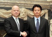 Japanese Foreign Minister Koichiro Gemba and UK Foreign Minister William Hague. Source: Internet