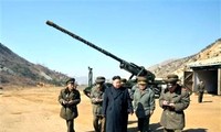 Líder norcoreano inspecciona maniobras de artillería