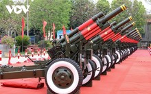 Close-up of artillery for grand ceremony of Dien Bien Phu victory