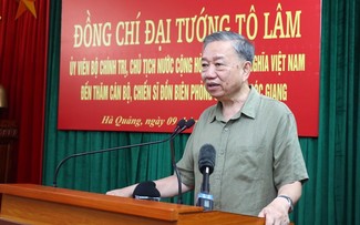 Presiden Vietnam, To Lam Kunjungi Para Komandan dan Prajurit Pos Penjaga Perbatasan Koridor Perbatasan Soc Giang (Provinsi Cao Bang)