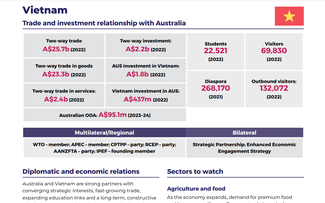 オーストラリア ベトナムとの協力を推進する４つの分野を提案