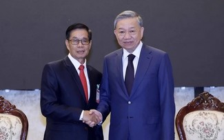 President meets Lao Front for National Construction chief, former leaders of Laos