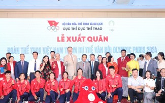 พิธีปล่อยแถวขบวนคณะนักกีฬาเวียดนามที่เข้าร่วมการแข่งขันกีฬาโอลิมปิกปารีส 2024
