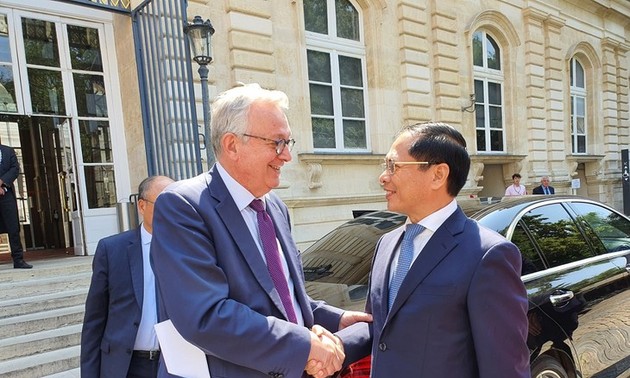 El ministro de Relaciones Exteriores Bui Thanh Son se reúne con el presidente del Senado francés