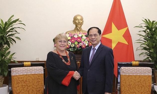 Jefe de la diplomacia vietnamita recibe a expresidenta chilena Michelle Bachelet