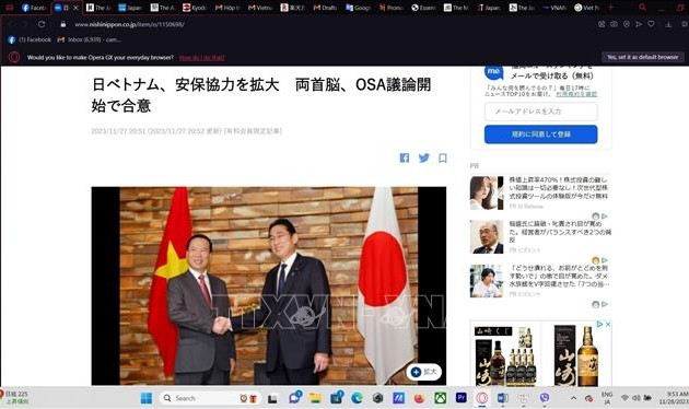 Prensa japonesa: La estrecha cooperación entre Hanói y Tokio contribuye a la paz y la prosperidad de la región